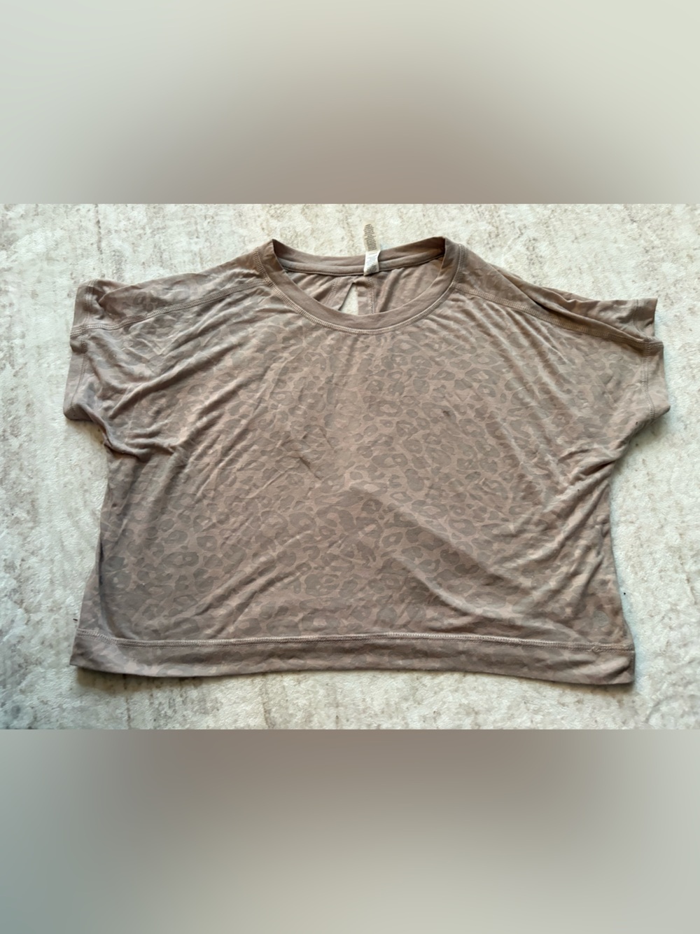 Women’s Short Sleeve Taupe Leopard Print Top